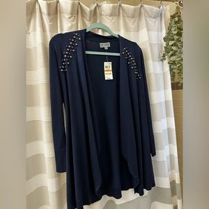 JM Collection, navy blue, long cardigan. WITH TAG never worn